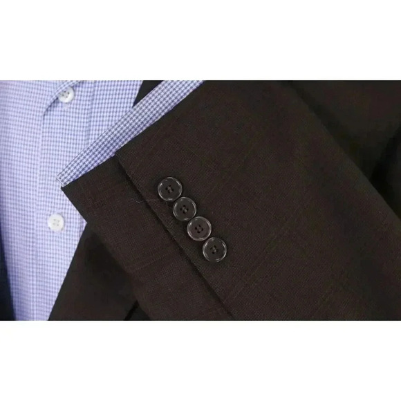 Jos A Bank Signature Gold Brown Windowpane Wool-Silk 2-Btn Sportcoat Blazer 46L - Picture 6 of 8
